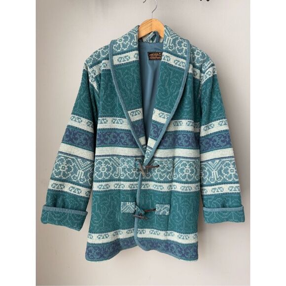 Vintage Eddie Bauer Wool Blend Aztec Southwest Barn Coat Size M - Picture 1 of 11